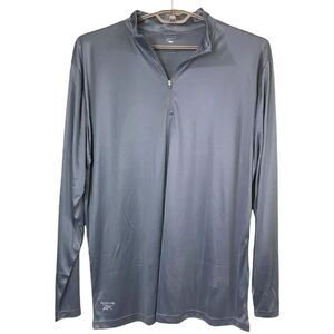 Mens Reebok Silver Gray 1/4 Zip Long Sleeve Active Top Size XL